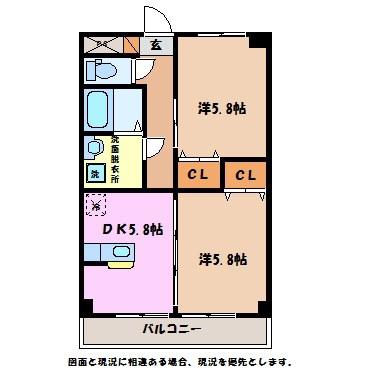 サネイラハウス(2DK/2階)の間取り写真