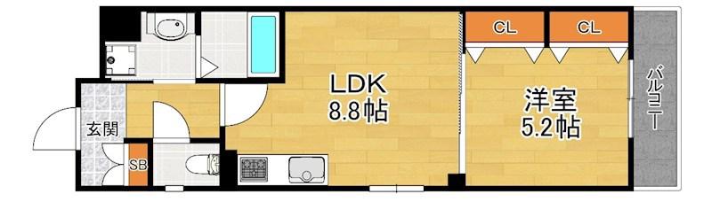 ラモーナ出口(1LDK/1階)の間取り写真