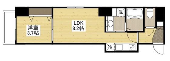 月光広島(1LDK/6階)の間取り写真