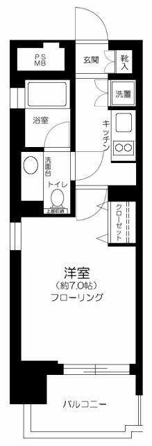 アクロス目黒(1K/7階)の間取り写真