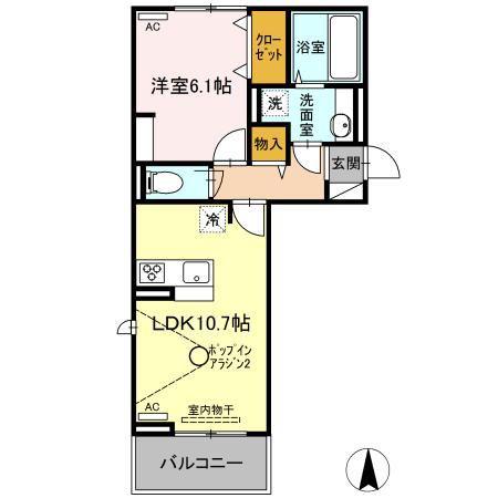 ルート アトリエ(1LDK/2階)の間取り写真