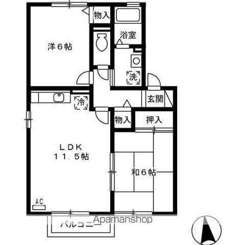 スプリング ヴィラ(2LDK/1階)の間取り写真