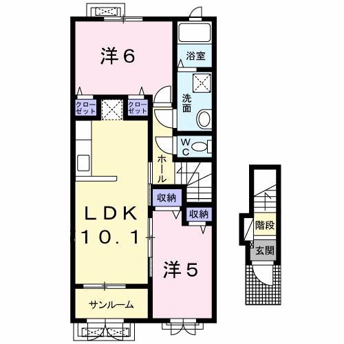 チェリーハウスI(2LDK/2階)の間取り写真