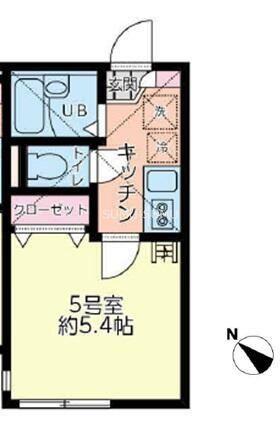 リーヴェルポート横浜南アジュール(1K/2階)の間取り写真