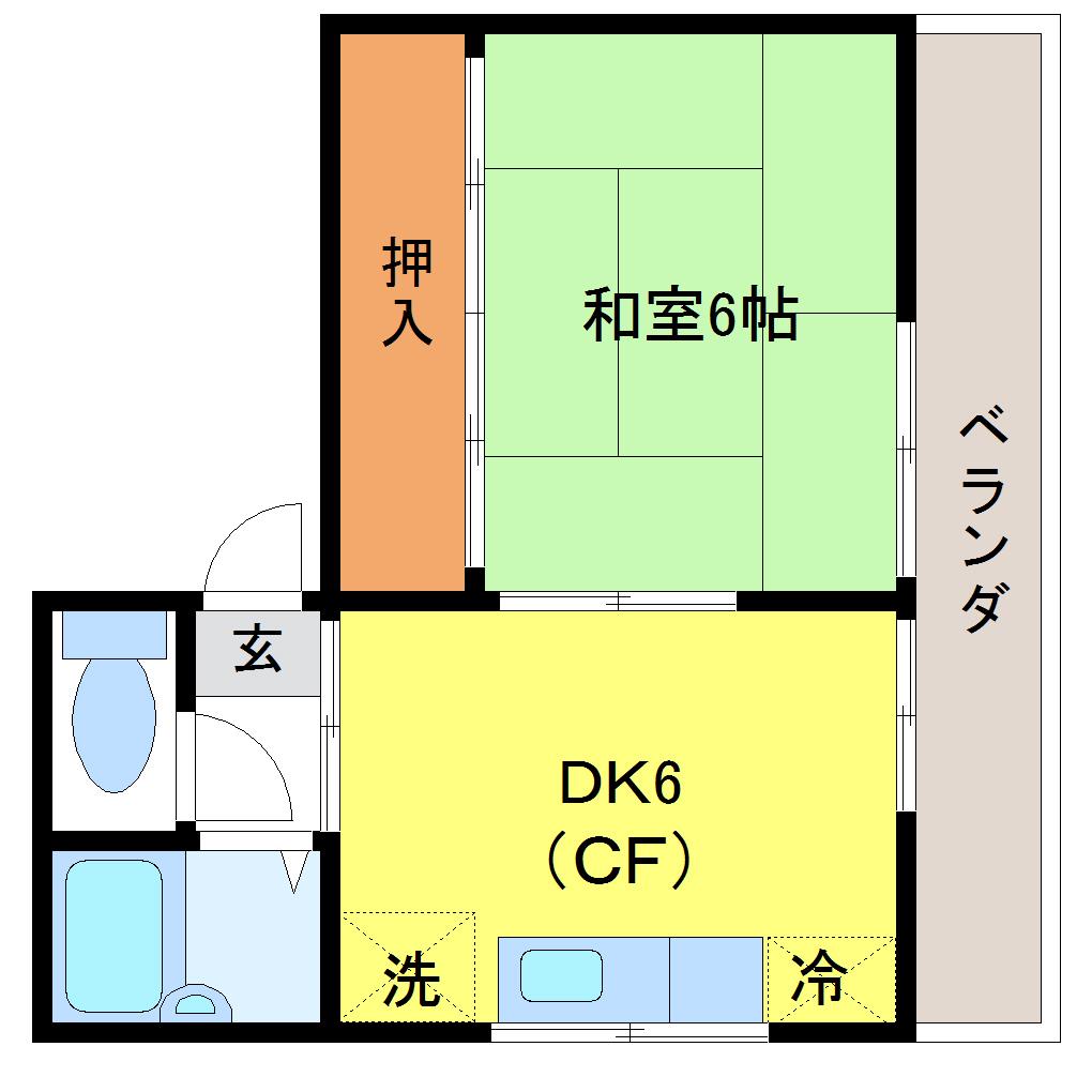 アビタシオン藤代1号館(1K/2階)の間取り写真
