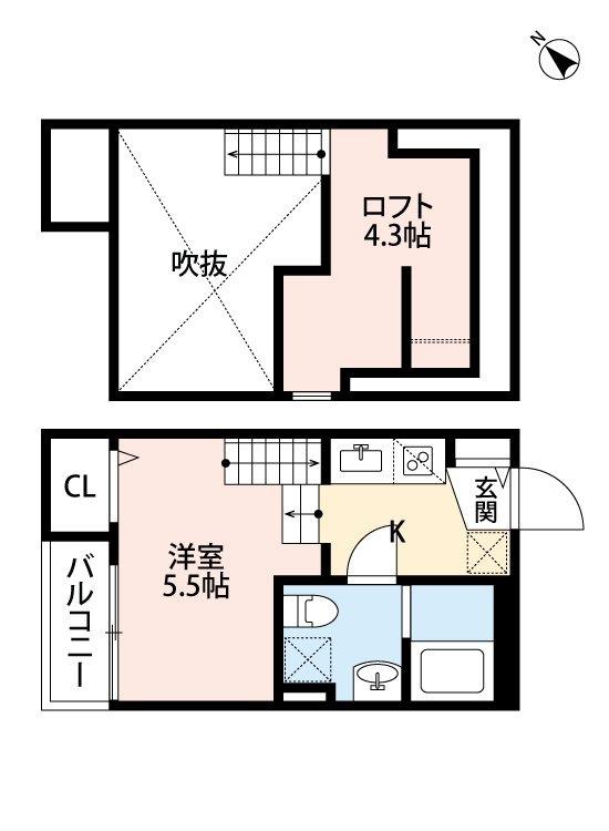 スぺランザ・ビーノ吉塚(1SK/2階)の間取り写真