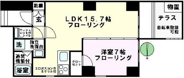ラハイナ・ハナ(1LDK/1階)の間取り写真