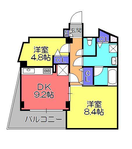 QUEEN PALACE(2LDK/3階)の間取り写真