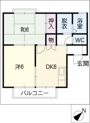 ラ・フォーレ前山(2DK/2階)の間取り写真