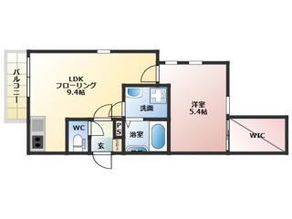 アベニール津福本町(1LDK/2階)の間取り写真