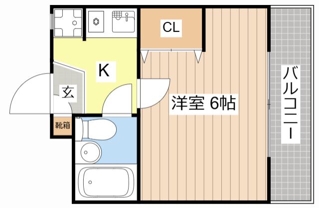 ゆめのこーぽ(1K/2階)の間取り写真
