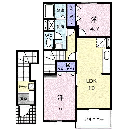 マブハイ(2LDK/2階)の間取り写真