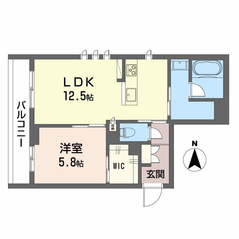 オースピシャス大安寺(1LDK/2階)の間取り写真