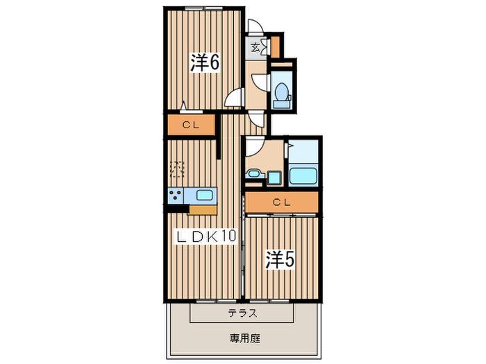 ラ・ミアカーサ(2LDK/1階)の間取り写真