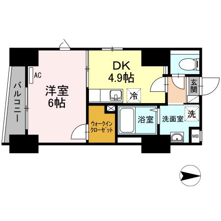 フィルモアワン(1DK/3階)の間取り写真