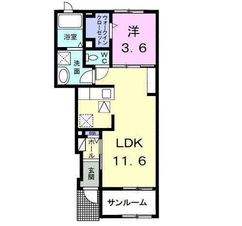 セルバ・セレッソ(1LDK/1階)の間取り写真