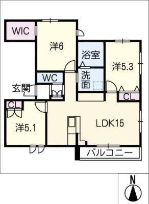 TOMS II(3LDK/2階)の間取り写真