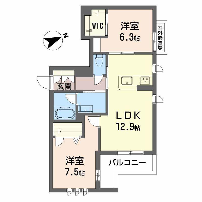 プレシア浜寺(2LDK/3階)の間取り写真