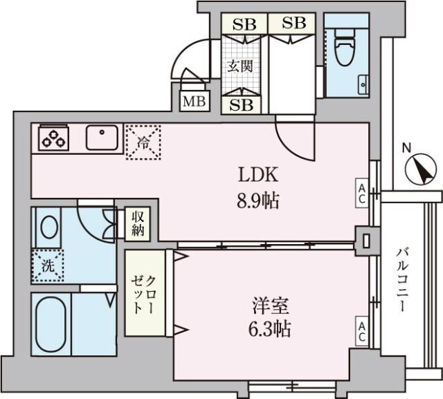 つるまきハウス(1LDK/5階)の間取り写真