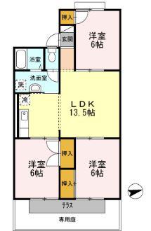 シティーハウス栄(3LDK/1階)の間取り写真