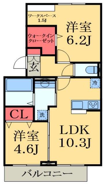 D-ROOMちはら台D(2LDK/1階)の間取り写真