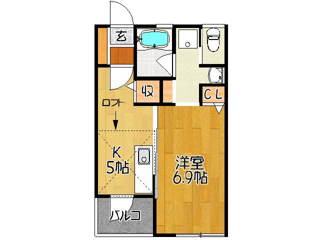 エスパース白山(1K/2階)の間取り写真