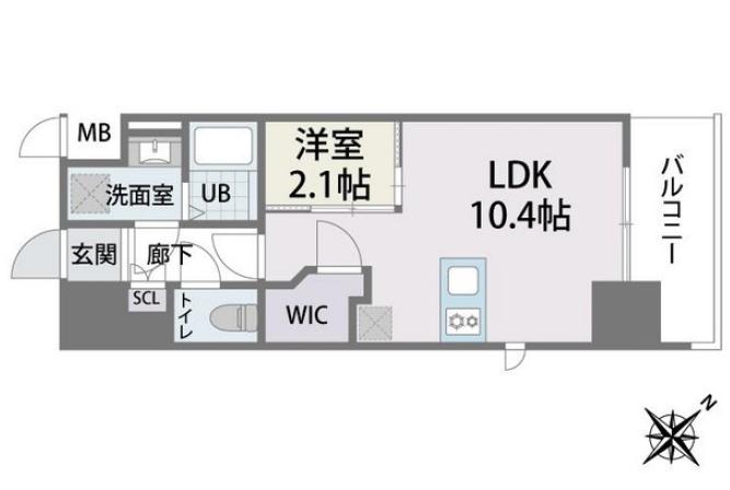 ラクラス博多Ⅱ(1LDK/8階)の間取り写真