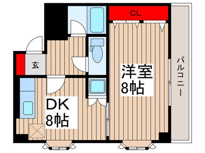 ヴィラ・タツミ(1DK/3階)の間取り写真