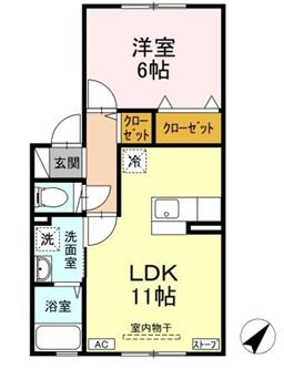 グランテールII(1LDK/1階)の間取り写真