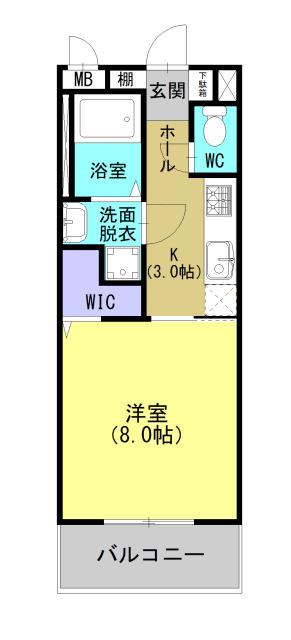 プレシャスワン(1K/1階)の間取り写真