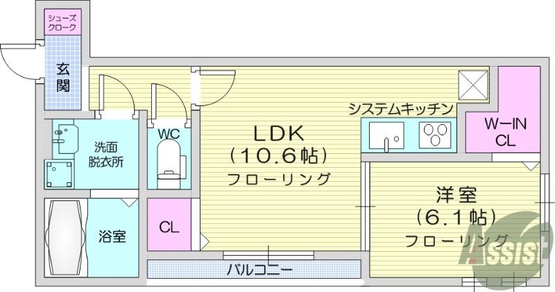 DーROOM すいせん通(1LDK/2階)の間取り写真