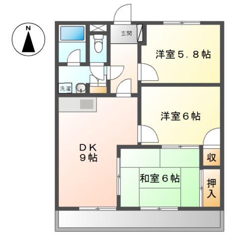 グリーンヒルズ香川(3DK/3階)の間取り写真