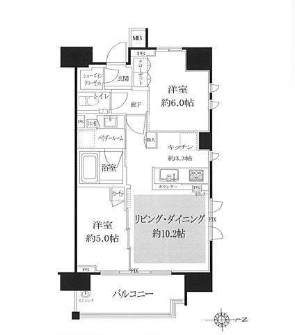 シティハウス蔵前ステーションコート(2LDK/13階)の間取り写真
