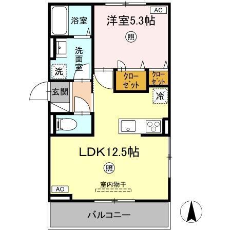 D-RESENA丸山N(1LDK/2階)の間取り写真