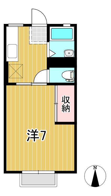 たなべハイツ A棟(1K/2階)の間取り写真