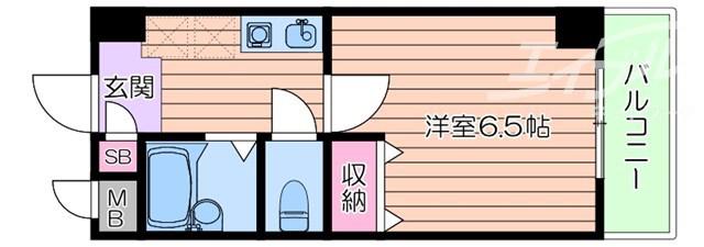 おおきに北梅田サニーアパートメント(1K/6階)の間取り写真