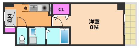 シャンピアコート茨木(1K/5階)の間取り写真