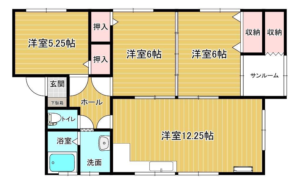 コーポラスヤナギダ(3LDK/1階)の間取り写真
