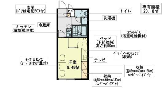 レオパレスエイトファイブ依田(1K/1階)の間取り写真
