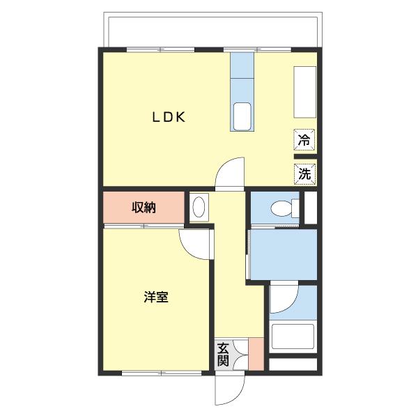 Nマンション(1LDK/4階)の間取り写真