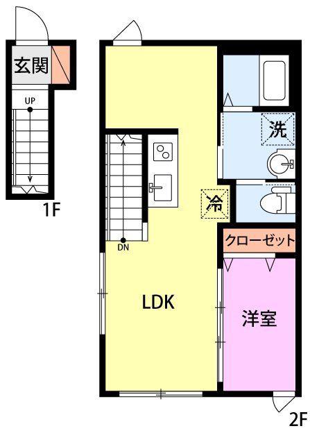TRY ONE(1LDK/2階)の間取り写真