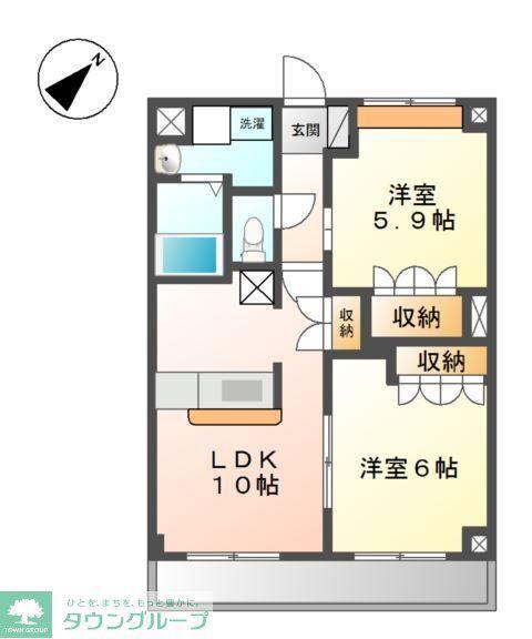 ヒンメルブロー(2LDK/3階)の間取り写真