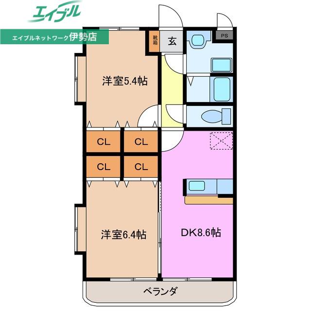 ピュアタウンI(2DK/1階)の間取り写真
