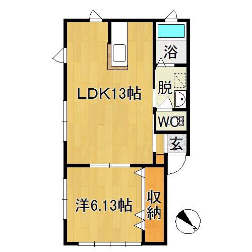 サンフラワーA(1LDK/2階)の間取り写真