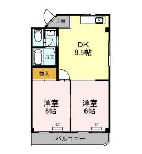 オスカー桜木A棟(2LDK/4階)の間取り写真
