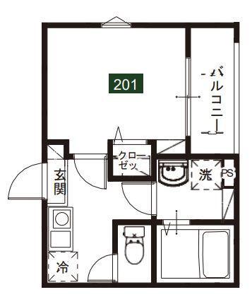 CELLHILLS大宮イースト(1K/2階)の間取り写真