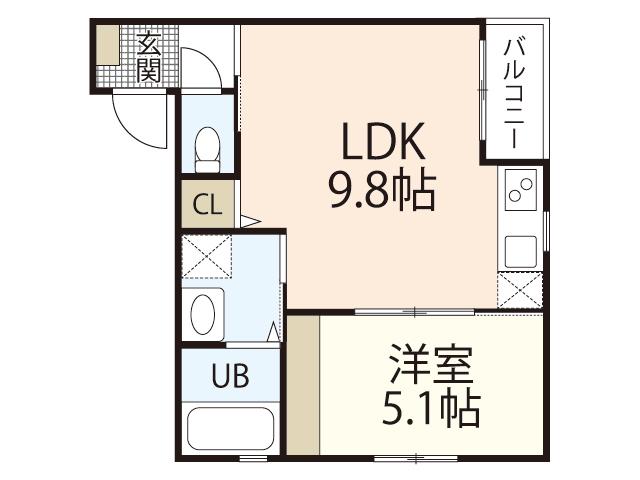 SMART VILLA上安 A(1LDK/1階)の間取り写真