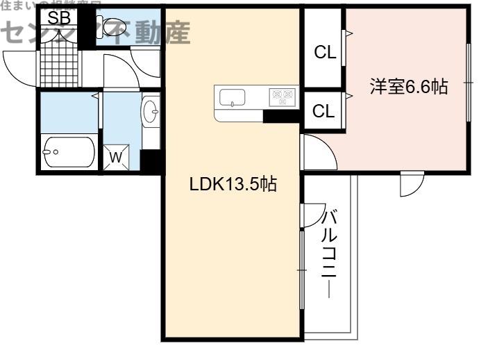 キャトルセゾン(1LDK/3階)の間取り写真