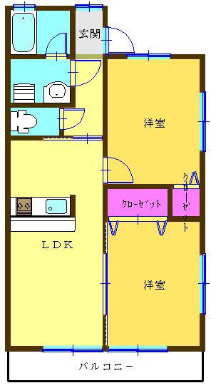 長瀬シーサイドハイツ(2LDK/1階)の間取り写真