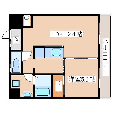 中西第3マンション(1LDK/3階)の間取り写真